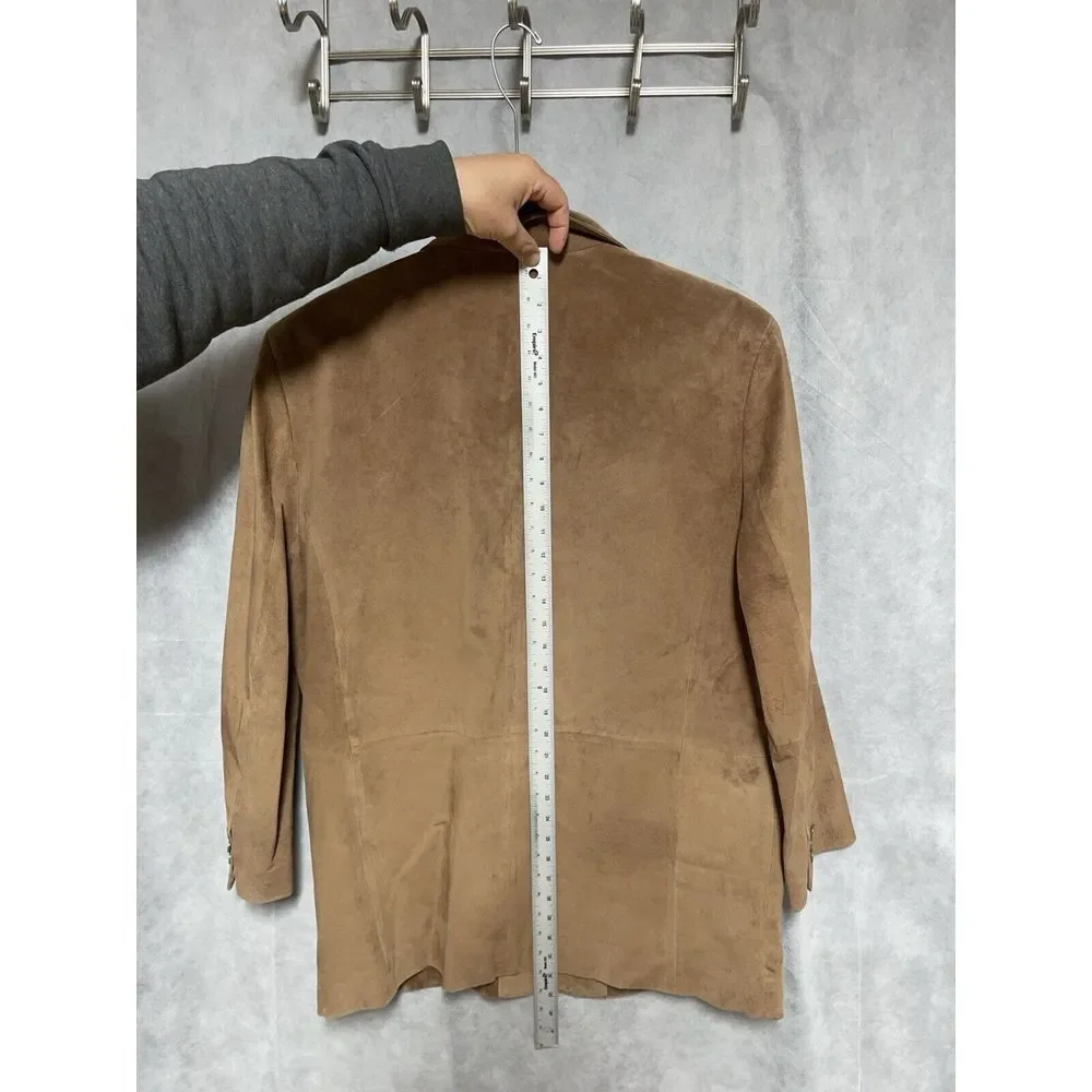 Jones New York Blazer Men 44R Camel Brown Leather Suede City Coat Jacket Outdoor